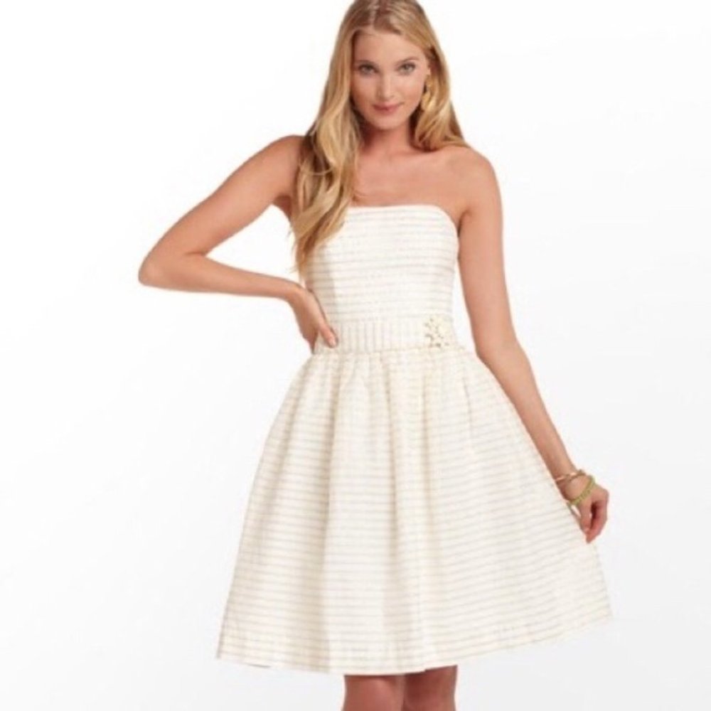 Lilly Pulitzer Kerry Gold Strapless Dress 2